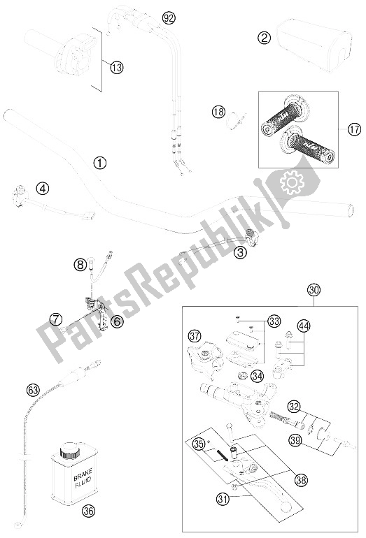 Alle onderdelen voor de Stuur, Bedieningselementen van de KTM 450 SX F USA 2015