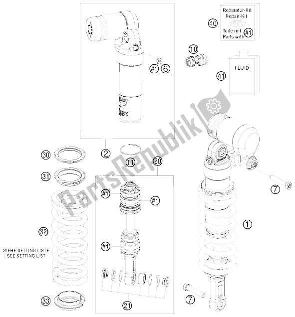 Todas las partes para Monoshock de KTM 690 Enduro R 09 Australia United Kingdom 2009