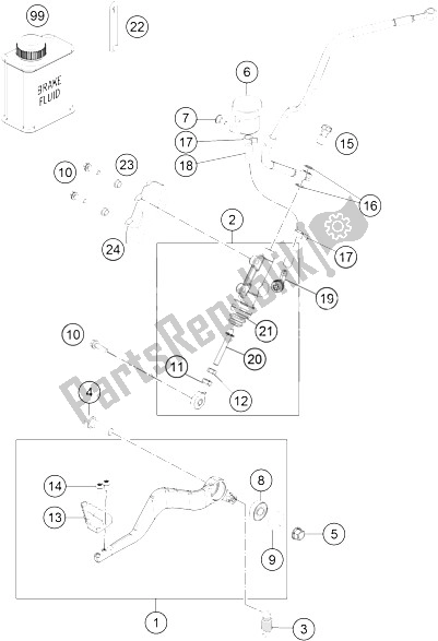 All parts for the Rear Brake Control of the KTM 1050 Adventure ABS Europe 2016