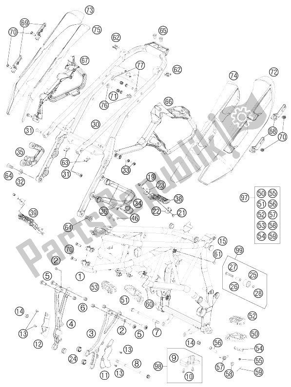 Todas las partes para Marco de KTM 990 Supermoto T Black ABS Australia 2013