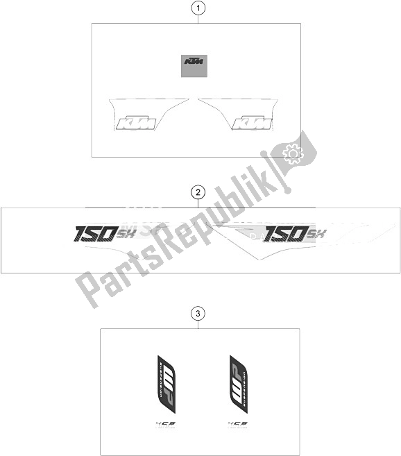 All parts for the Decal of the KTM 150 SX USA 2016