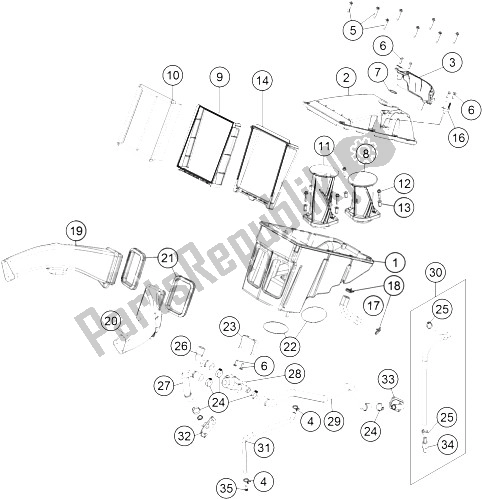 Todas las partes para Filtro De Aire de KTM 1050 Adventure ABS CKD Malaysia 2016