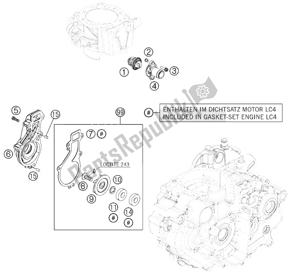 All parts for the Water Pump of the KTM 690 Duke Black ABS USA 2013