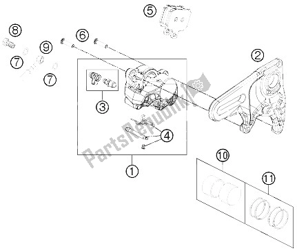 All parts for the Brake Caliper Rear of the KTM 1190 RC8 R Black France 2011