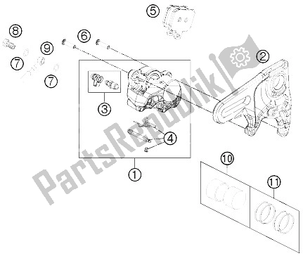 All parts for the Brake Caliper Rear of the KTM 1190 RC8 R Black USA 2012