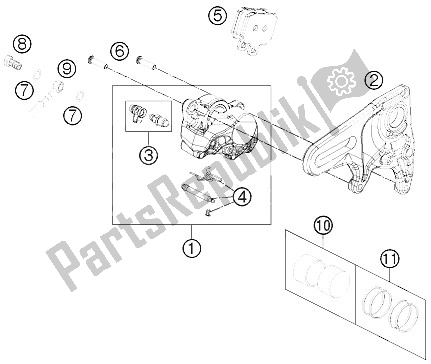 Tutte le parti per il Pinza Freno Posteriore del KTM 1190 RC8 R White Australia 2011