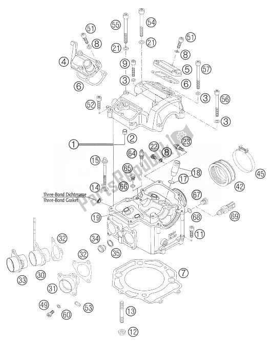 Wszystkie części do G? Owica Cylindra 640 Lc4 KTM 640 LC4 Supermoto Black Europe 2004