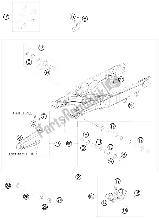 Todas las partes para Brazo Oscilante de KTM 530 XC W USA 2009