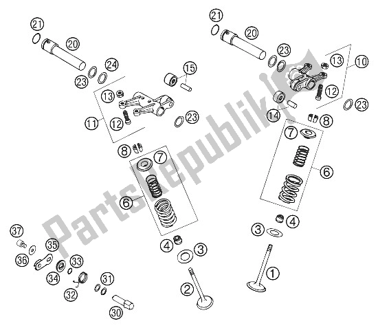 All parts for the Valve Drive Lc4 ? 98 of the KTM 625 SC Super Moto Europe 2002