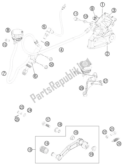 Todas las partes para Sistema De Frenos Trasero de KTM 125 Duke Europe 8026K4 2011