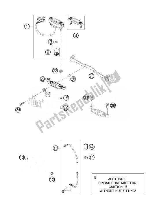 Tutte le parti per il Tachimetro del KTM 525 EXC Racing Australia United Kingdom 2007