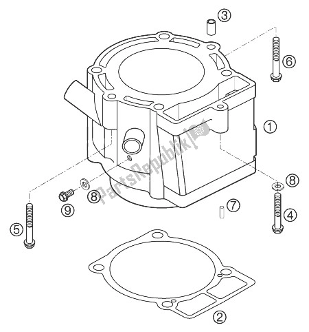 All parts for the Cylinder 450/525 Smr of the KTM 450 SMR Europe 2004