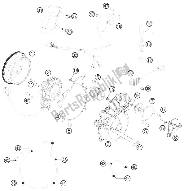 All parts for the Ignition System of the KTM 250 EXC SIX Days Europe 2016