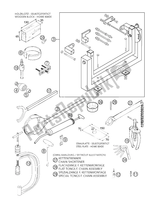 All parts for the Special Tools of the KTM 400 LS E MIL Europe 2005