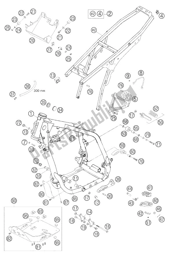 Tutte le parti per il Frame, Sub Frame del KTM 640 Adventure Australia United Kingdom 2005