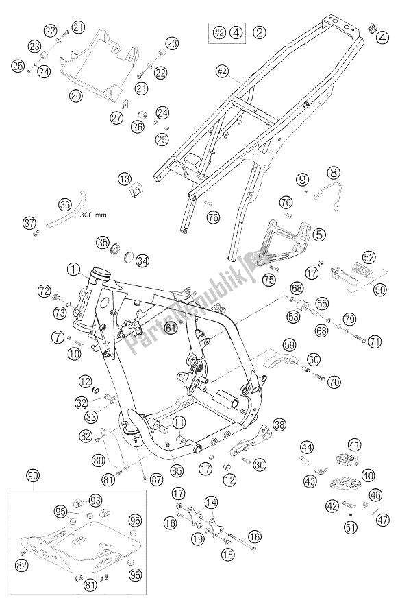 All parts for the Frame, Sub Frame of the KTM 640 Adventure Europe 2005