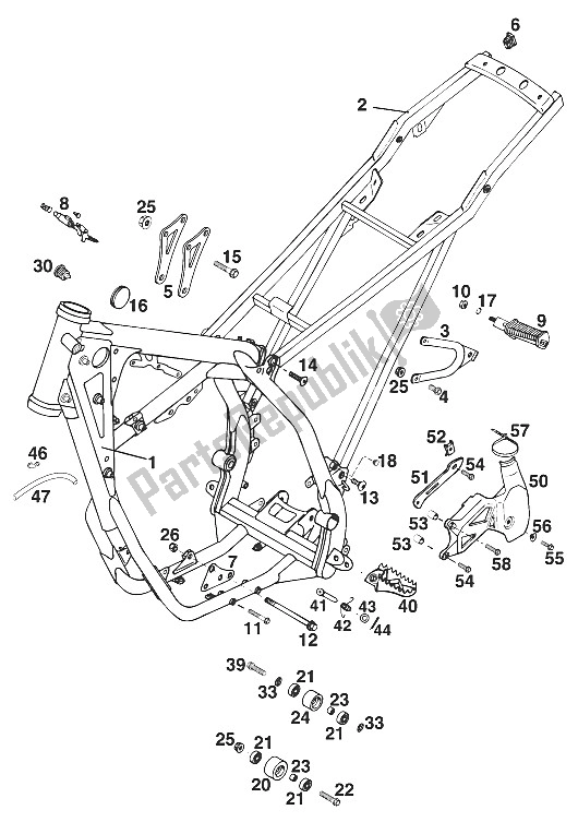 All parts for the Frame , 250-360 '97 of the KTM 360 EXC M ö 13 LT USA 1997