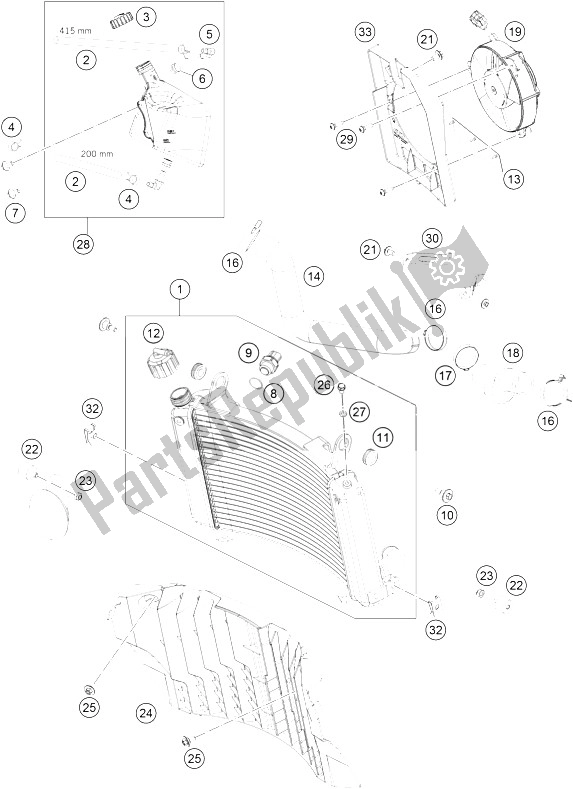 All parts for the Cooling System of the KTM 690 Enduro R ABS Australia 2015