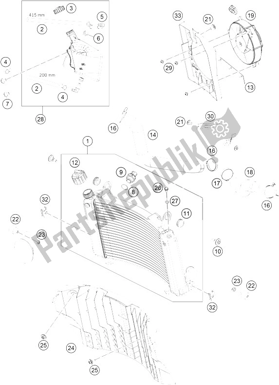 Tutte le parti per il Sistema Di Raffreddamento del KTM 690 Enduro R ABS Europe 2015