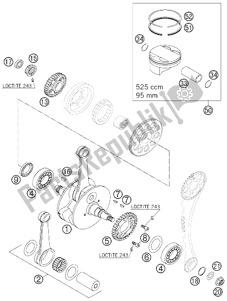 Todas las partes para Cigüeñal, Pistón de KTM 525 EXC Racing Australia 2006