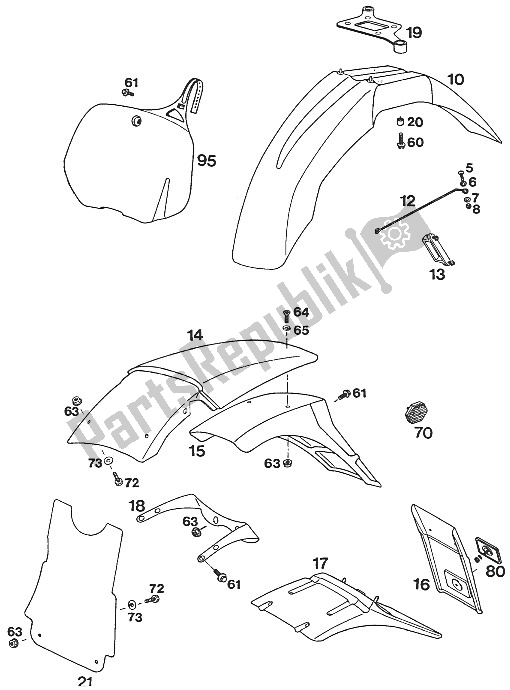 Todas las partes para Guardabarros 125 94 de KTM 125 SX Europe 1994