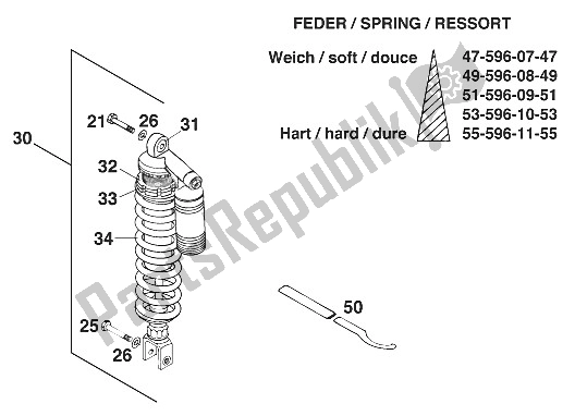 All parts for the Rear Suspension ? Hlins 125 '97 of the KTM 125 EXC M O USA 1997