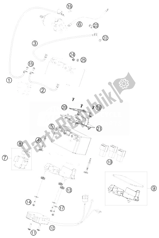 All parts for the Battery of the KTM 690 Duke Black USA 2010