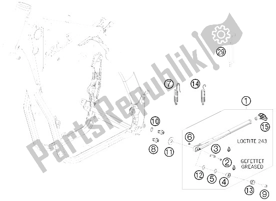 Tutte le parti per il Cavalletto Laterale / Centrale del KTM 530 EXC SIX Days Europe 2011