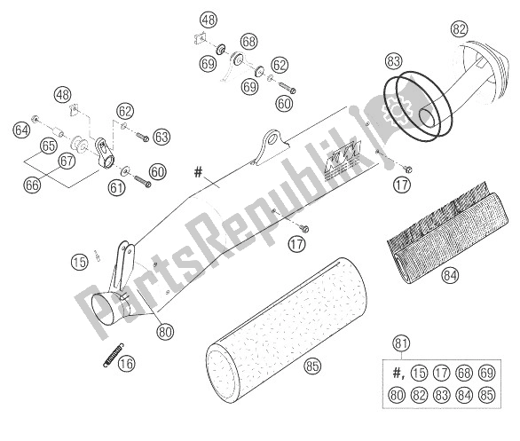 Todas las partes para Silenciador Principal 625 Sxc Usa de KTM 625 SXC USA 2003