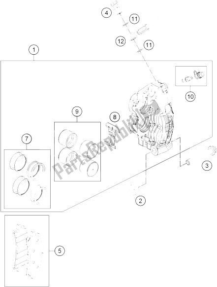 All parts for the Brake Caliper Front of the KTM 690 Duke R ABS Europe 2015