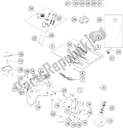 All parts for the Instruments / Locksystem of the KTM 1190 Adventure ABS Orange Europe 2016