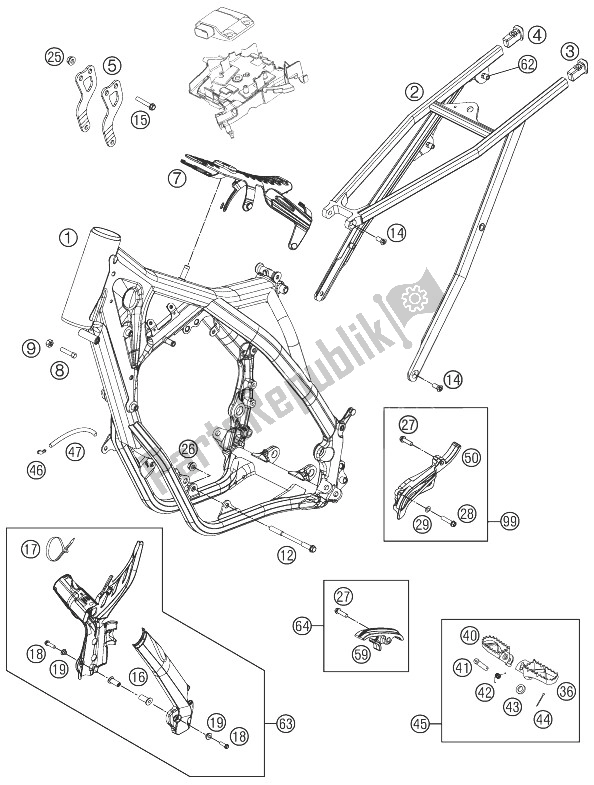 Todas as partes de Quadro, Armação do KTM 150 XC USA 2013
