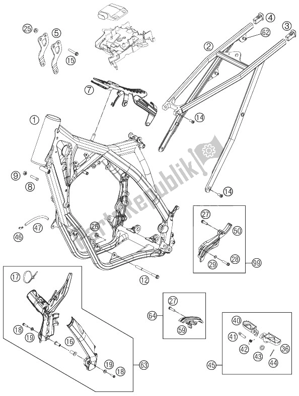 Alle onderdelen voor de Kader van de KTM 150 XC USA 2013