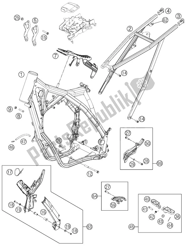 Alle onderdelen voor de Kader van de KTM 150 XC USA 2014