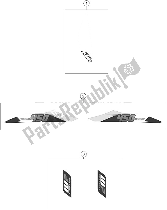 All parts for the Decal of the KTM 450 EXC Europe 2015