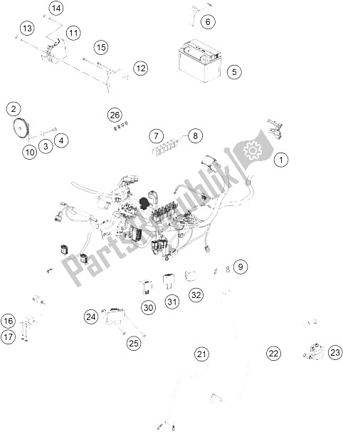 All parts for the Wiring Harness of the KTM RC 390 White ABS CKD 15 Brazil 2015