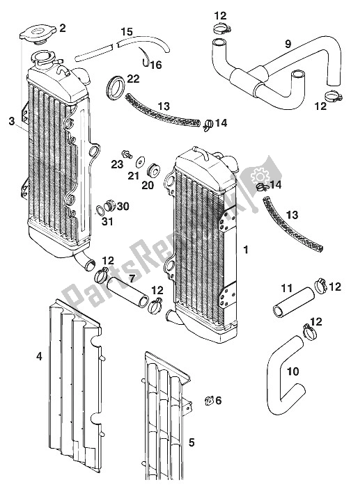 Toutes les pièces pour le Radiateur - Durite De Radiateur 350-620 Lc4'95 du KTM 620 EGS WP 37 KW 20 LT 94 Europe 1994