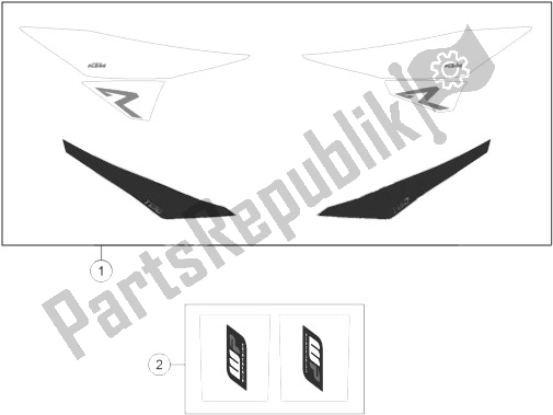 All parts for the Decal of the KTM 1190 Adventure R ABS Australia 2013