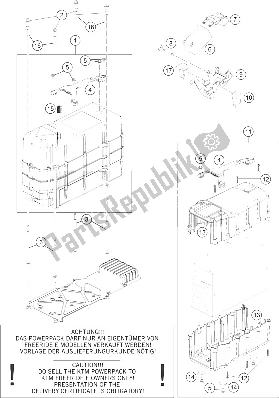 All parts for the Battery of the KTM Freeride E SM Europe 0 2015