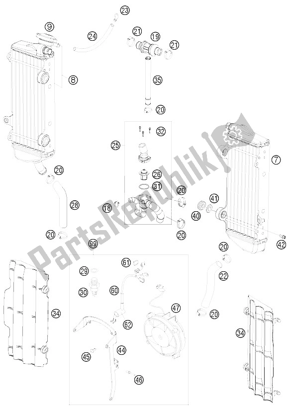 Todas las partes para Sistema De Refrigeración de KTM 250 EXC F Australia 2009