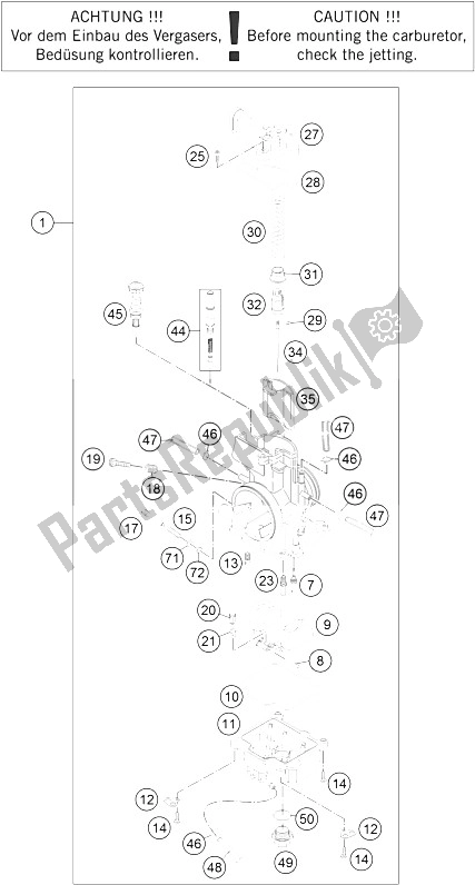 All parts for the Carburetor of the KTM 300 EXC CKD Brazil 2016