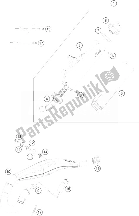 All parts for the Exhaust System of the KTM Freeride 250 R Europe 2014