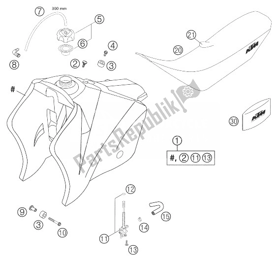 All parts for the Tank, Seat, Racing Mxc of the KTM 525 MXC Desert Racing Europe 2004