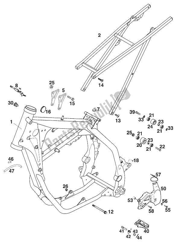 Toutes les pièces pour le Cadre, 125-200 '98 du KTM 200 EXC Jackpiner 97 USA 1997