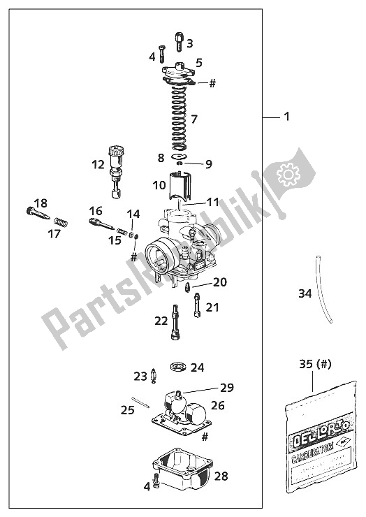 All parts for the Carburetor Dellorto Phbg 19 Bs of the KTM 50 SX PRO Senior LC Europe 2001