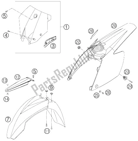 All parts for the Mask, Fenders of the KTM 450 SX Europe 2006