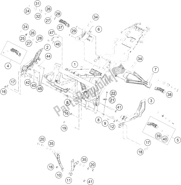 Tutte le parti per il Telaio del KTM RC 125 Black ABS B D Europe 2015