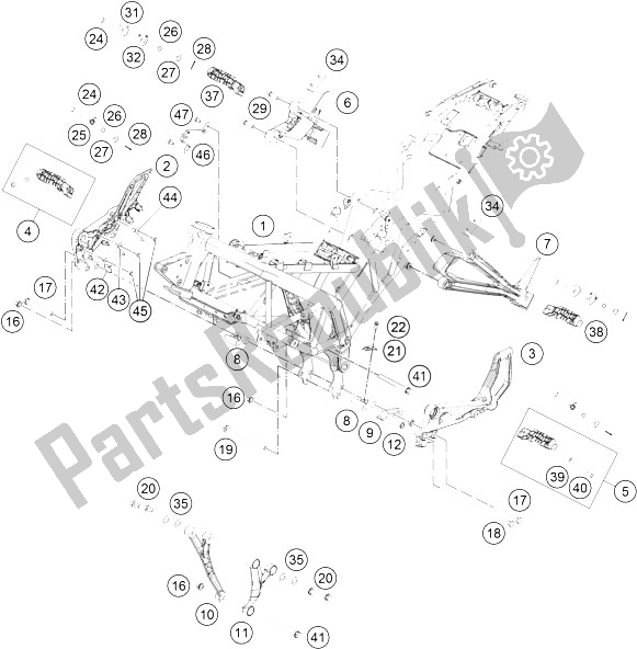 All parts for the Frame of the KTM RC 250 White ABS CKD 15 Malaysia 2015