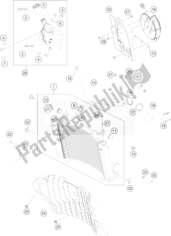 All parts for the Cooling System of the KTM 690 Enduro R ABS Australia 2014