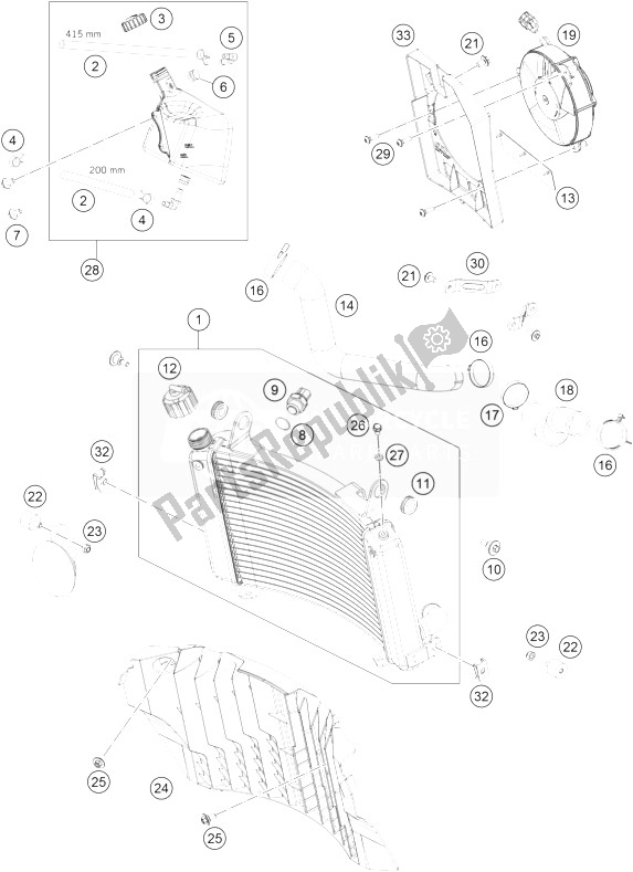 All parts for the Cooling System of the KTM 690 SMC R ABS Australia 2014